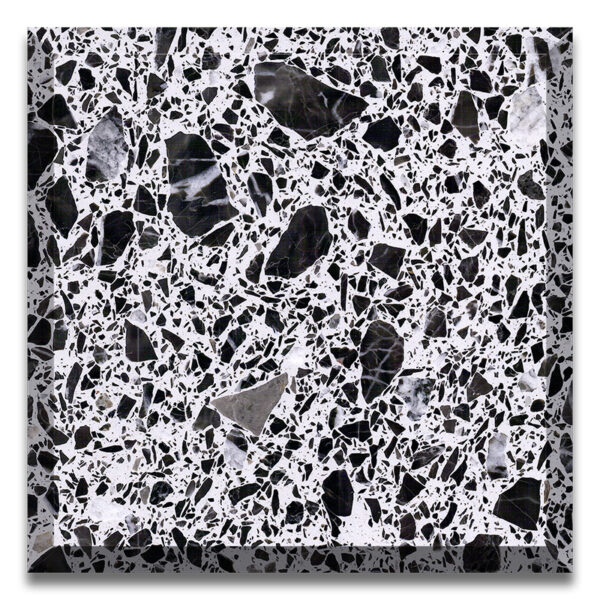 Black and White color artificial stone precast terrazzo slab 600x600