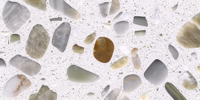 Onyx white terrazzo slab