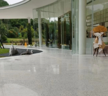 Alps White terrazzo tile surface detail in white
